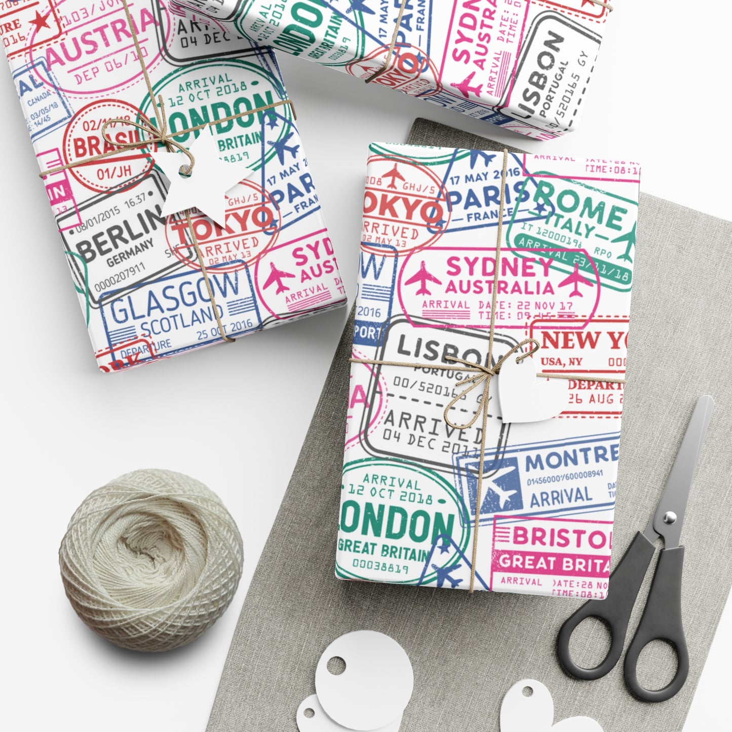 Passport Stamps Gift Wrap Paper