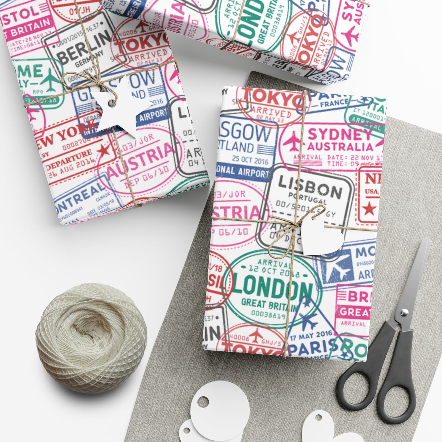Passport Stamps Gift Wrap Paper