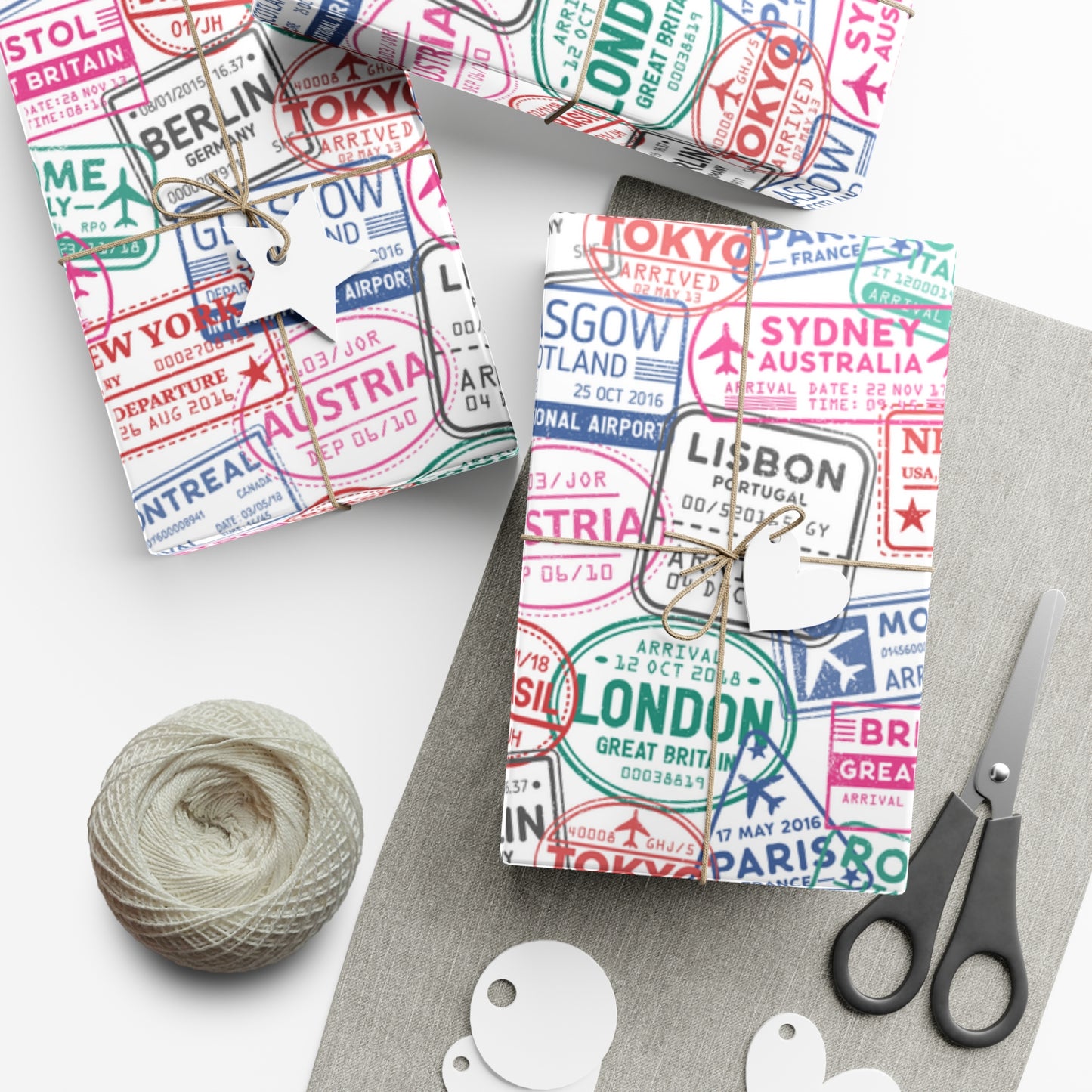 Passport Stamps Gift Wrap Paper