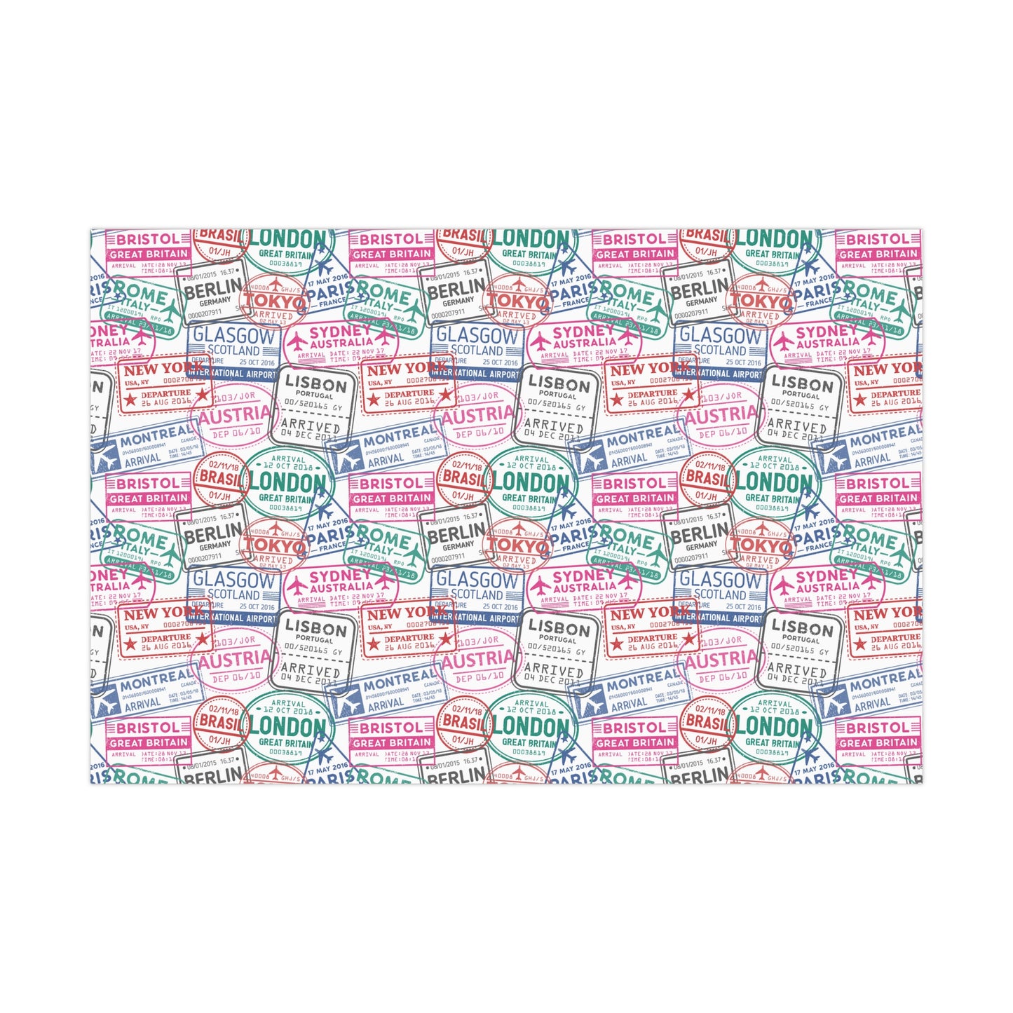Passport Stamps Gift Wrap Paper