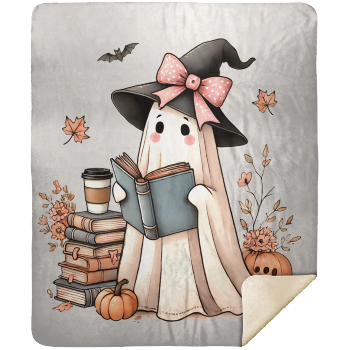 Ghostie  Books Premium Sherpa Blanket 50x60