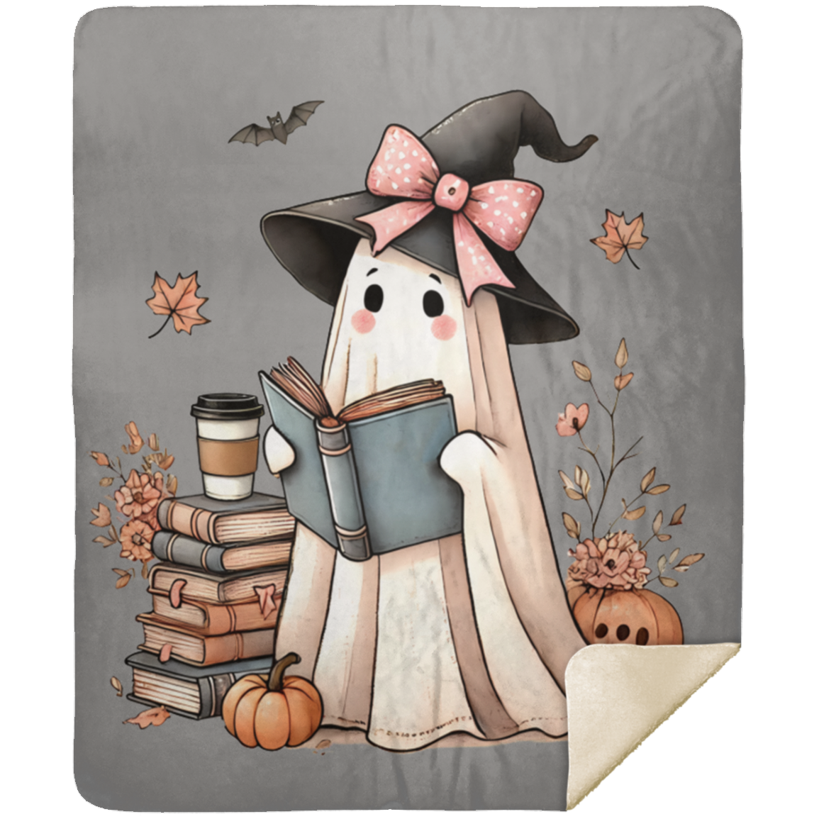 Ghostie  Books Premium Sherpa Blanket 50x60