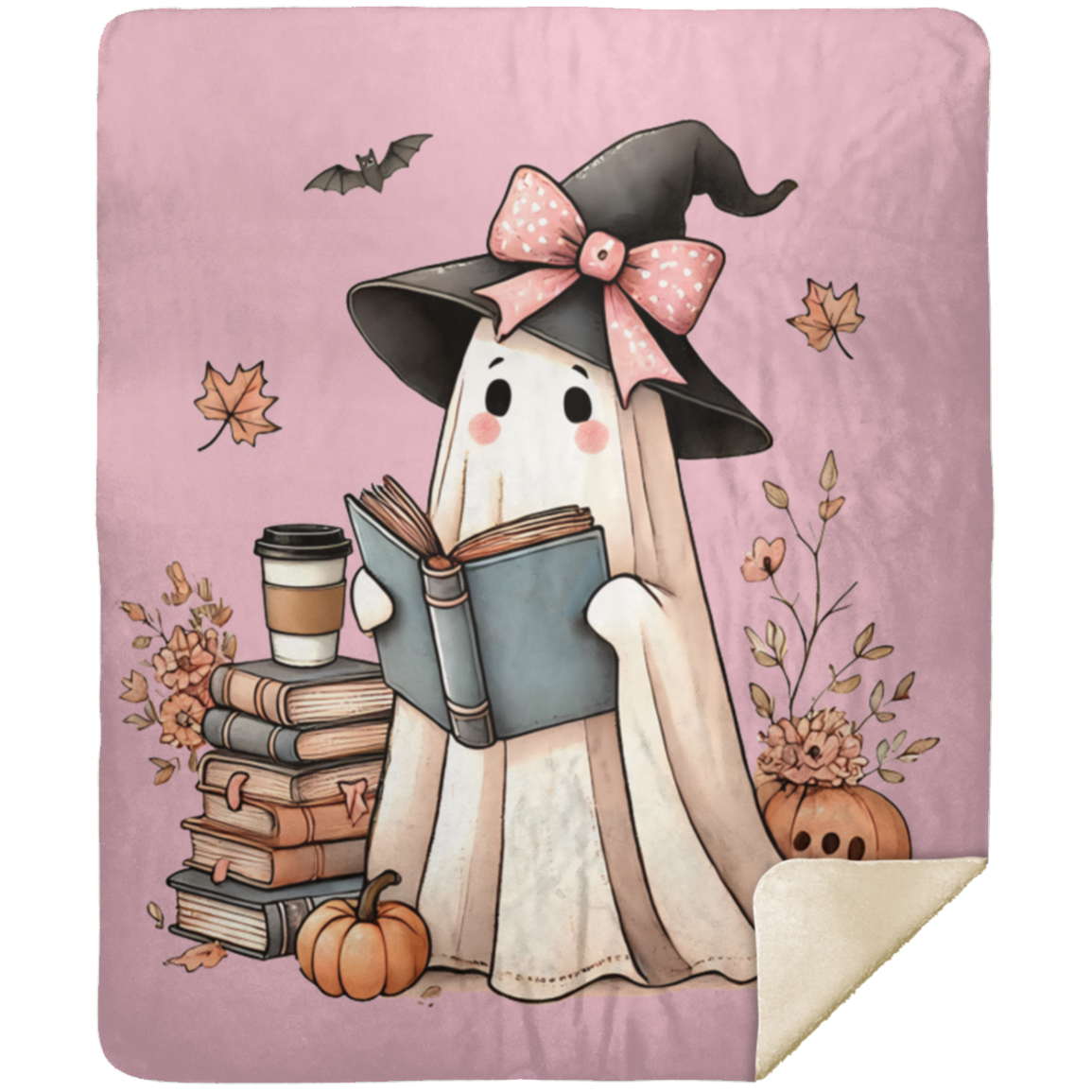 Ghostie  Books Premium Sherpa Blanket 50x60
