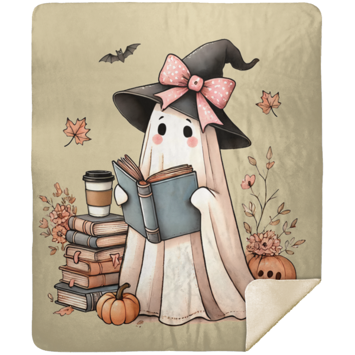 Ghostie  Books Premium Sherpa Blanket 50x60