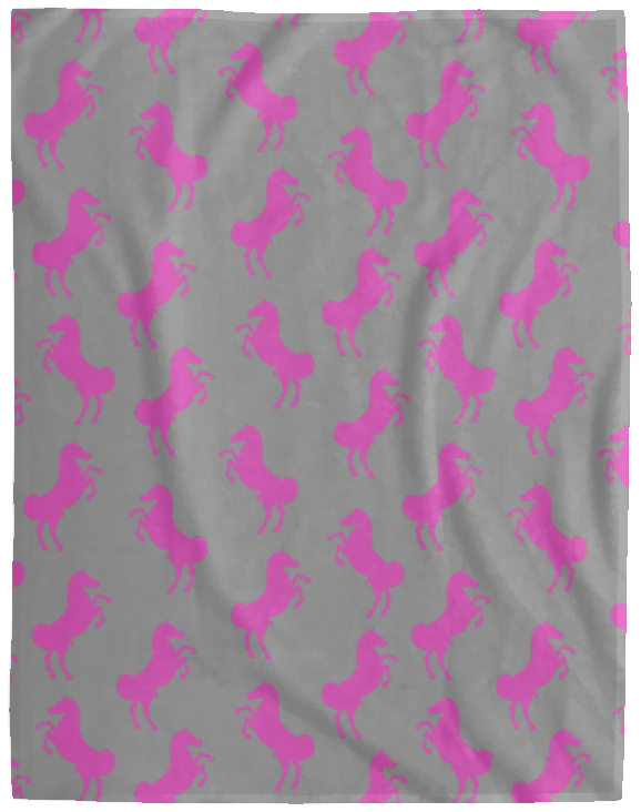 Pink Horse Cozy Fleece Blanket - 60x80