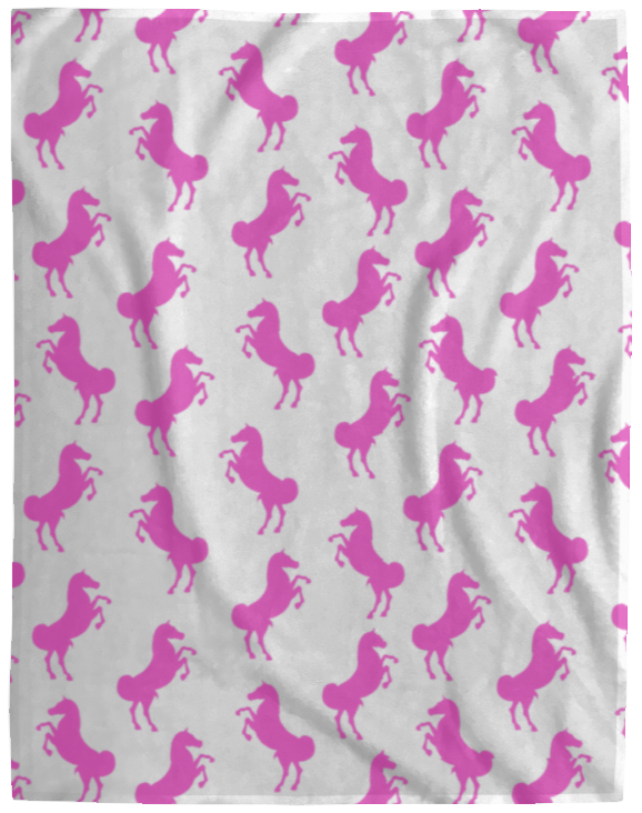 Pink Horse Cozy Fleece Blanket - 60x80
