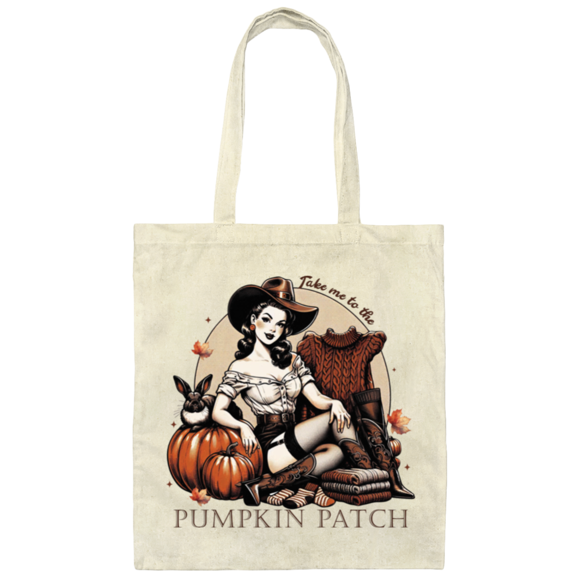 Cowgirl’s Pumpkin Canvas Tote Bag