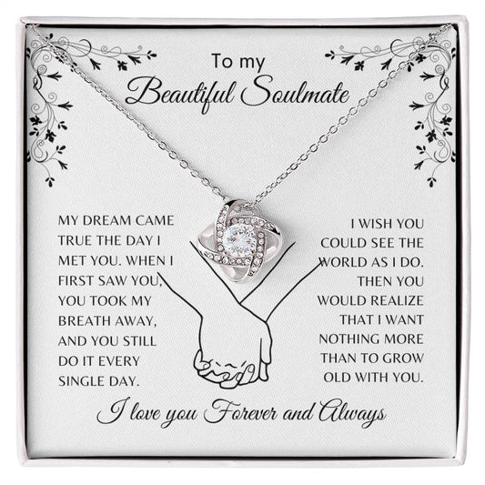 To My Beautiful Soulmate Love Knot Necklace