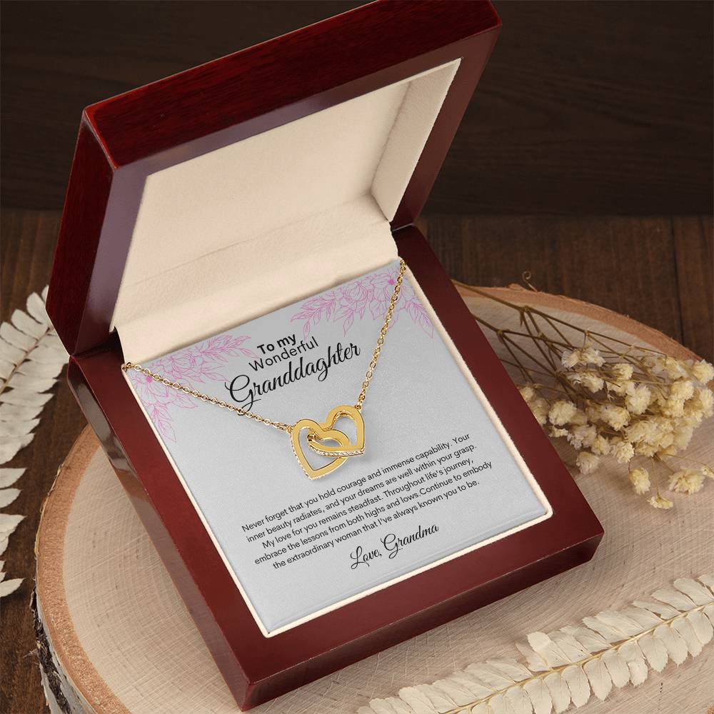 To My Beautiful Granddaughter-Interlocking Hearts Necklace