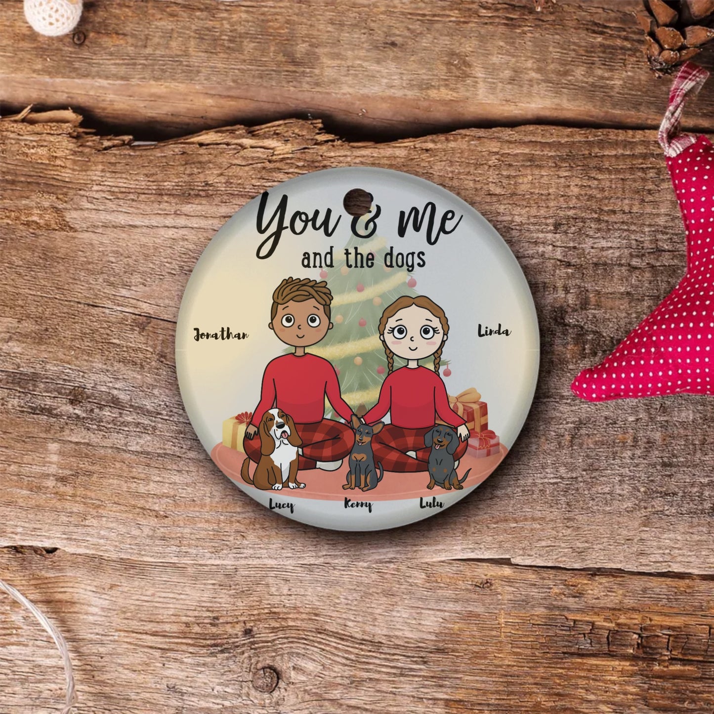 You and Me Ceramic Circle Ornament