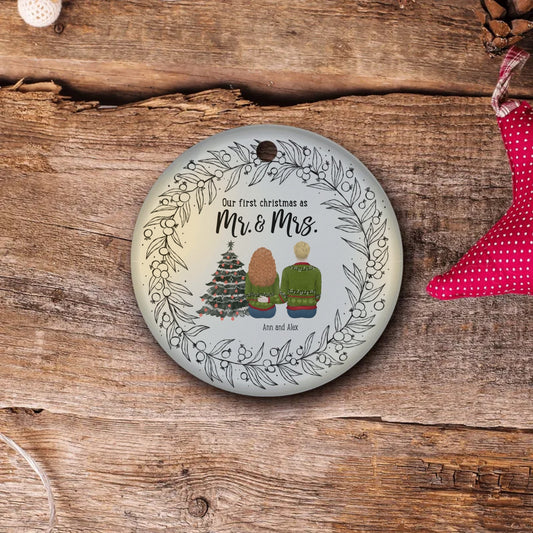 Our First Christmas Ceramic Circle Ornament