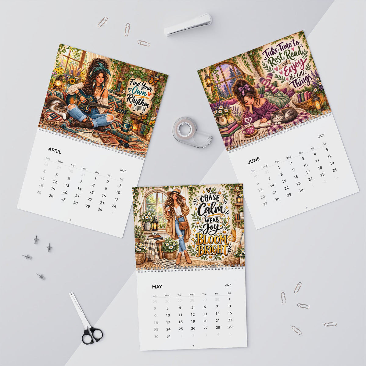 Boho Woman Inspirational Quotes Wall Calendar