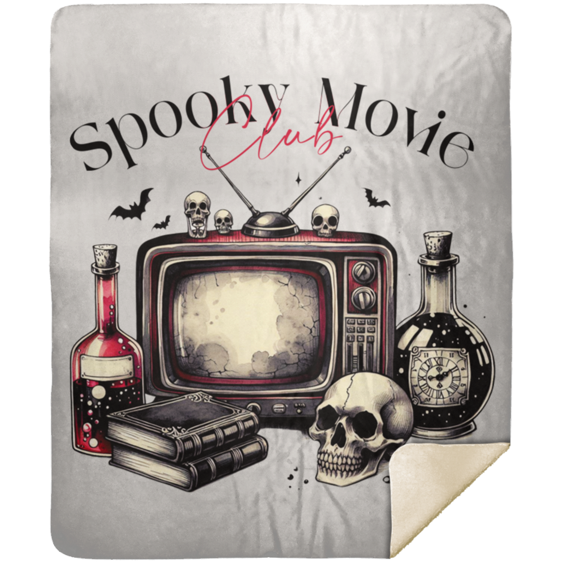 Spooky Movie Club Premium Sherpa Blanket 50x60