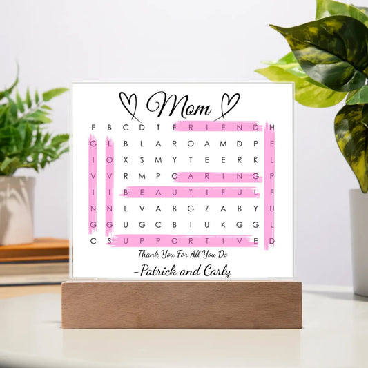 Mom Crossword Puzzle- Personalized Acrylic Plaque