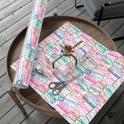 Passport Stamps Gift Wrap Paper