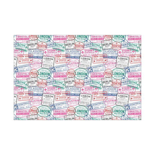 Passport Stamps Gift Wrap Paper