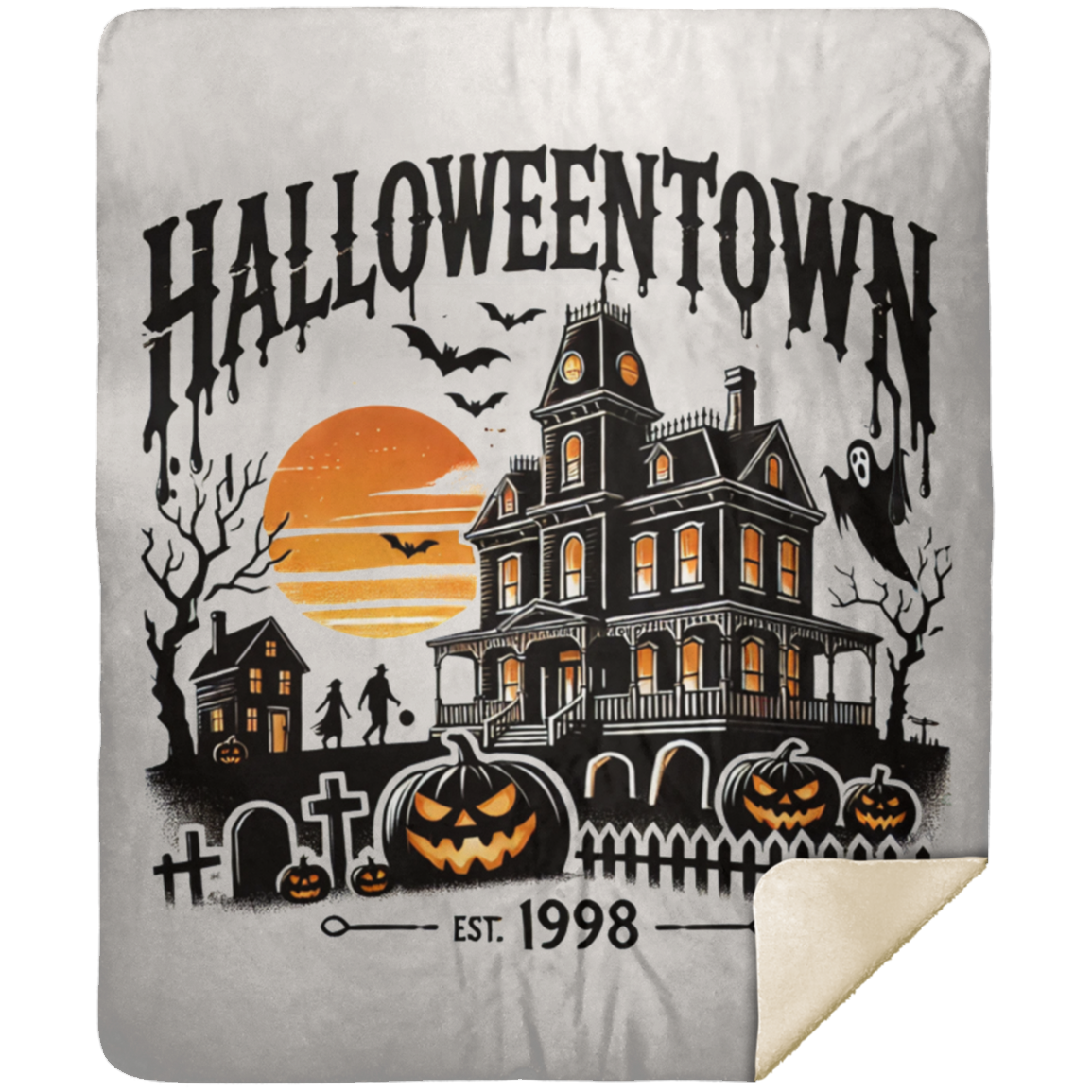 Halloween town Premium Sherpa Blanket 50x60