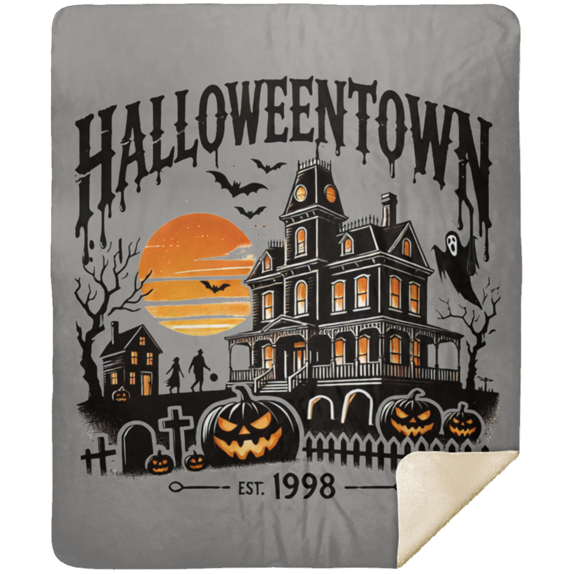 Halloween town Premium Sherpa Blanket 50x60