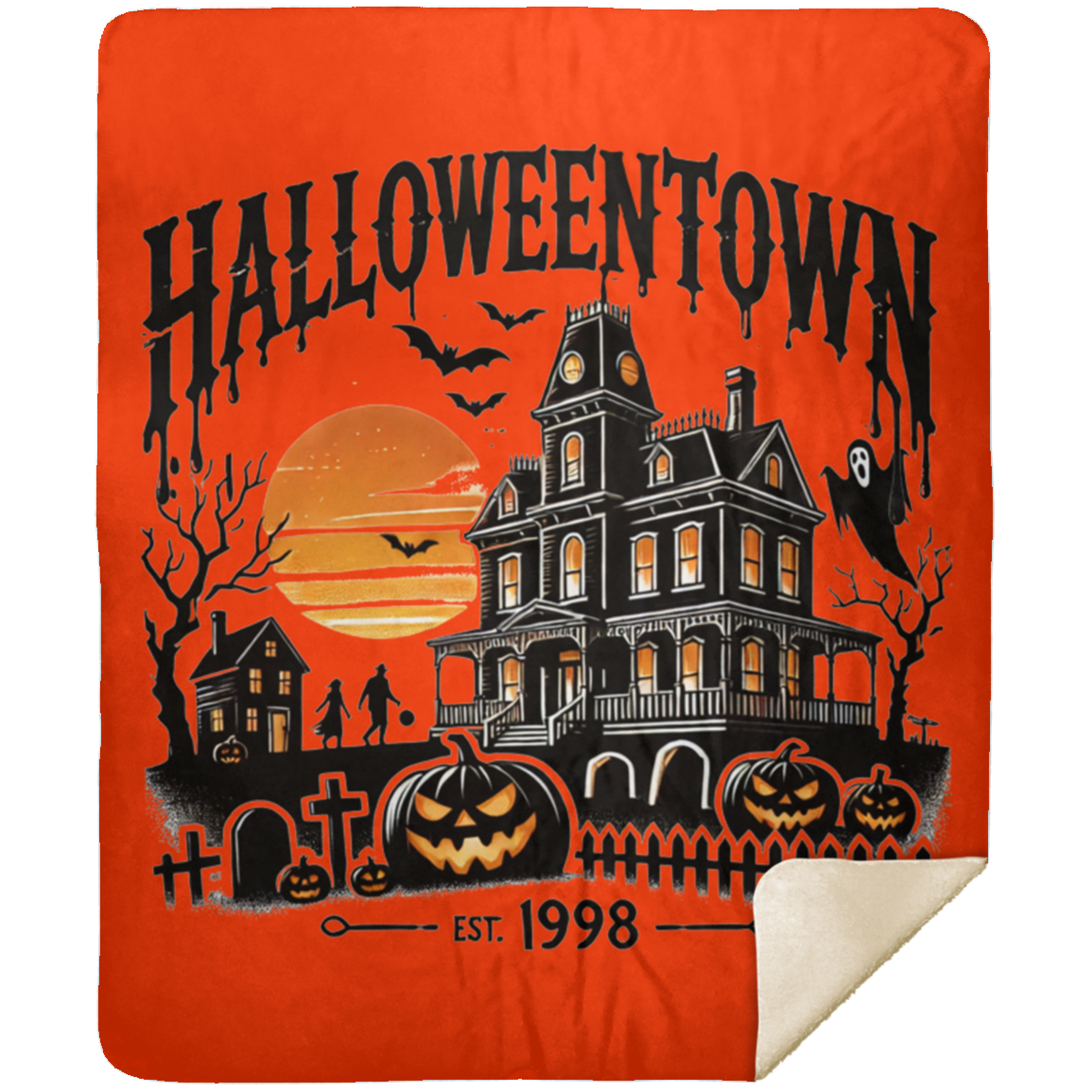 Halloween town Premium Sherpa Blanket 50x60