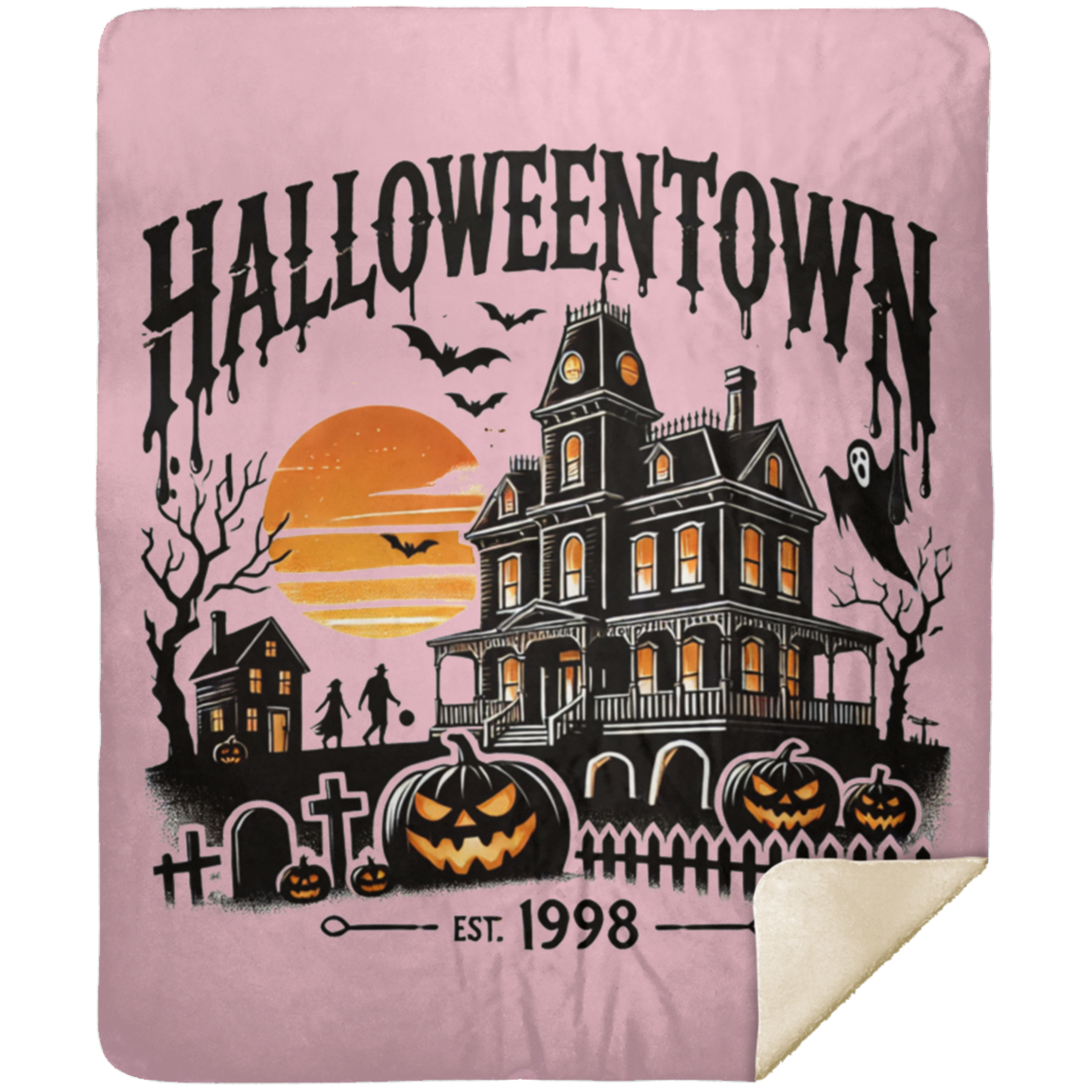 Halloween town Premium Sherpa Blanket 50x60