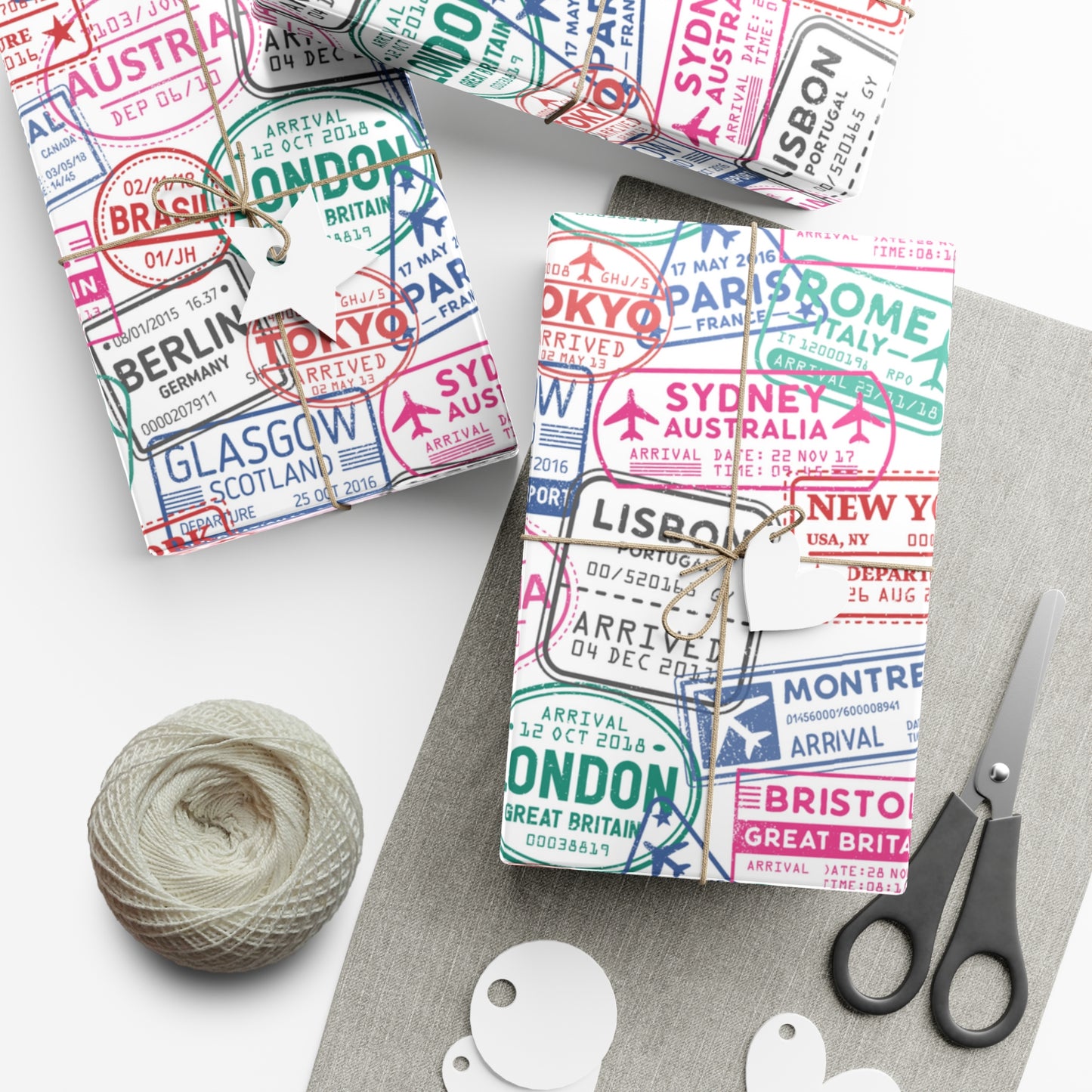 Passport Stamps Gift Wrap Paper