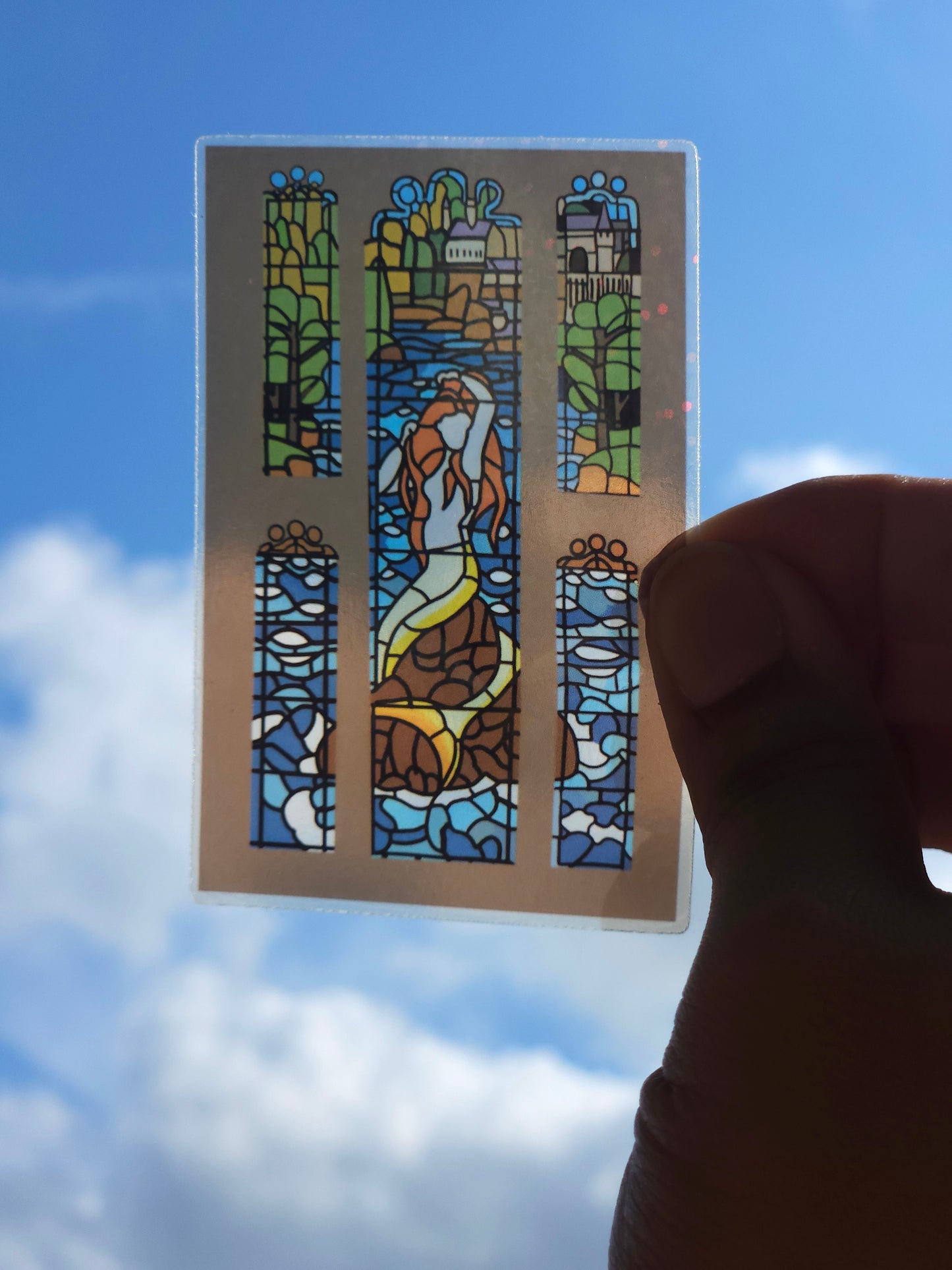 Stained Glass Mermaid Clear Sticker