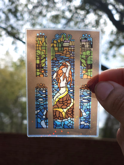Stained Glass Mermaid Clear Sticker