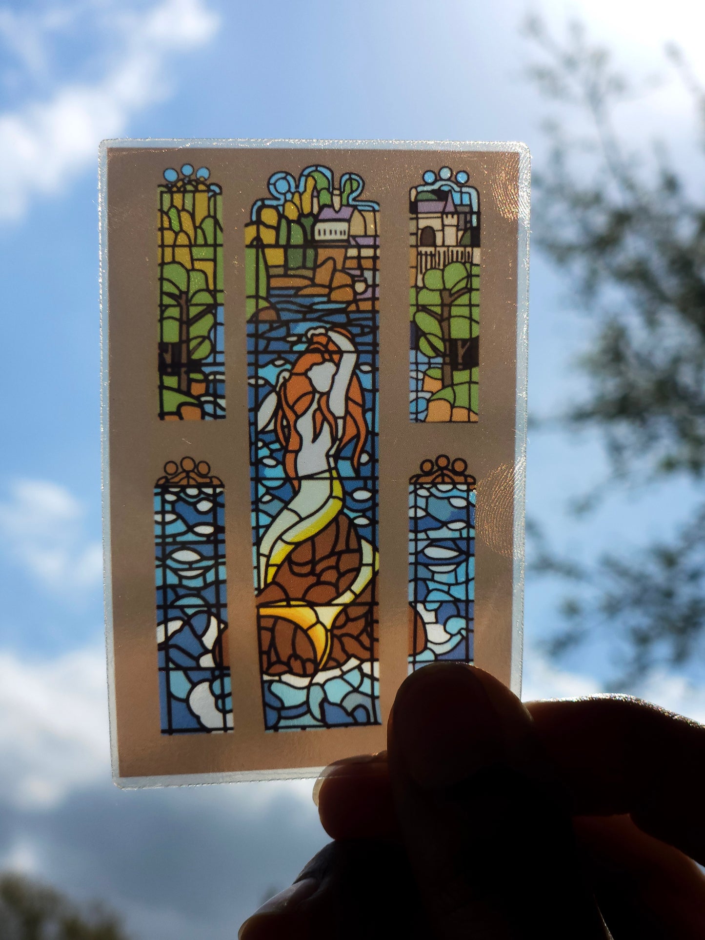 Stained Glass Mermaid Clear Sticker