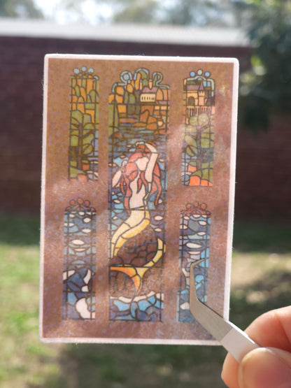 Stained Glass Mermaid Clear Sticker