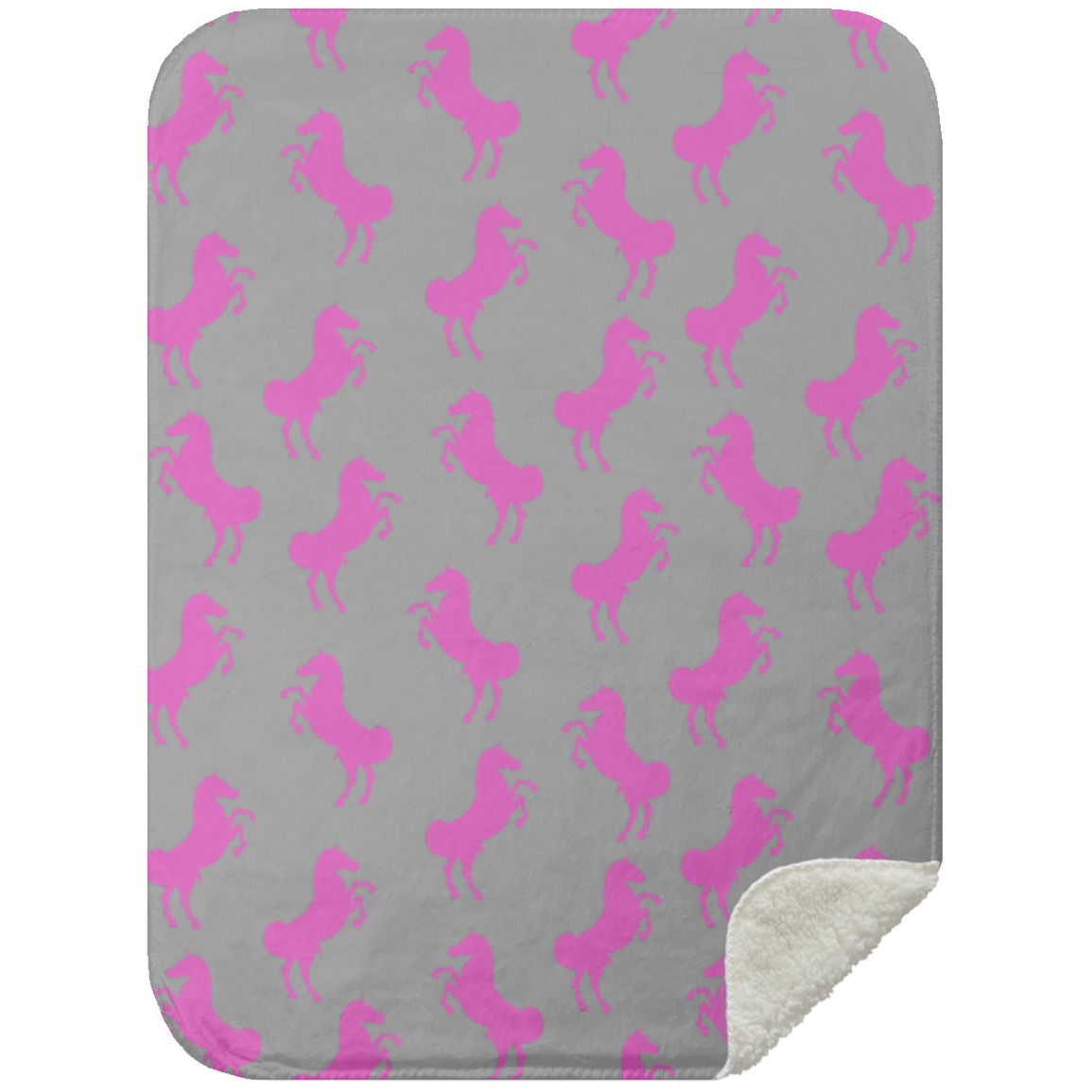 Pink Horse Sherpa Blanket