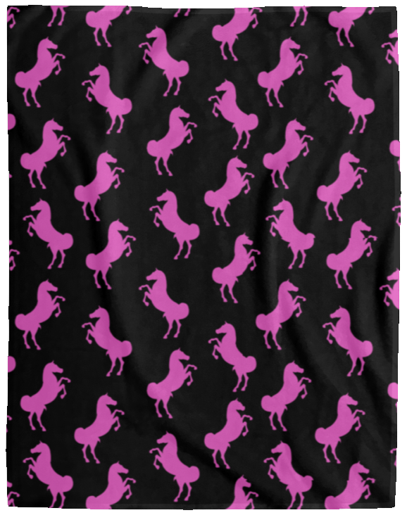 Pink Horse  Cozy  Fleece Blanket - 60x80