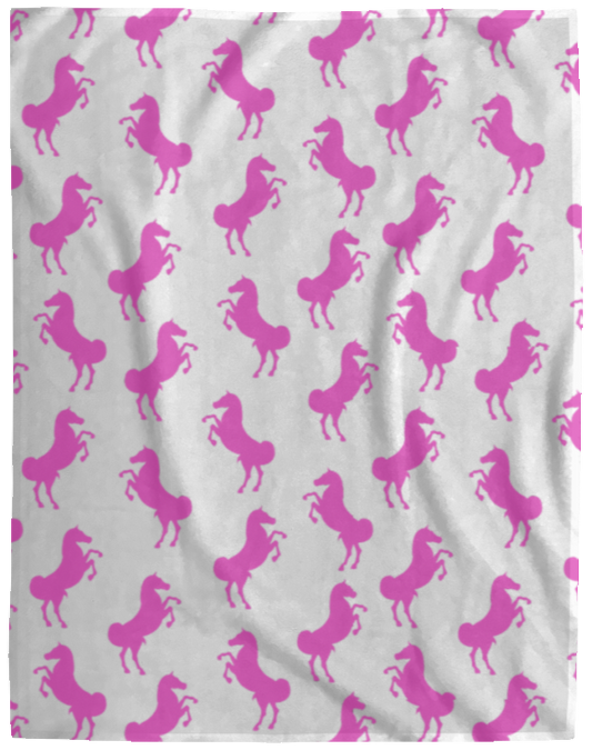Pink Horse  Cozy  Fleece Blanket - 60x80