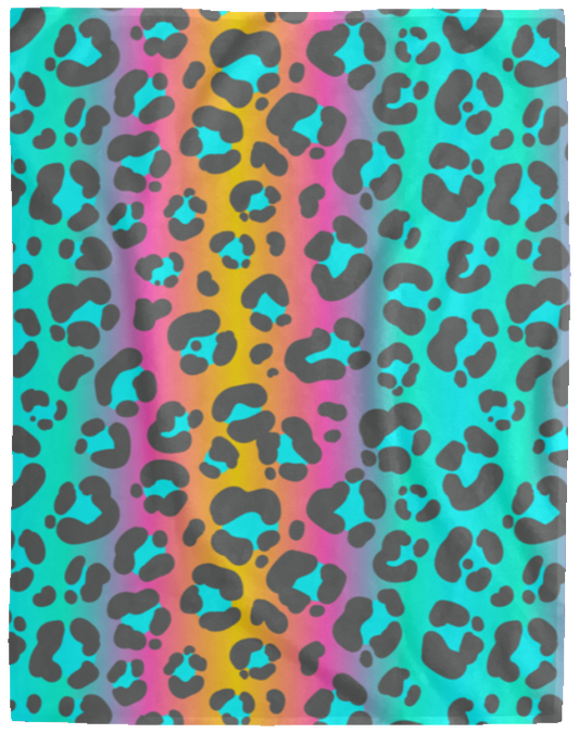 Colorful Cheetah 2 Cozy Fleece Blanket - 60x80