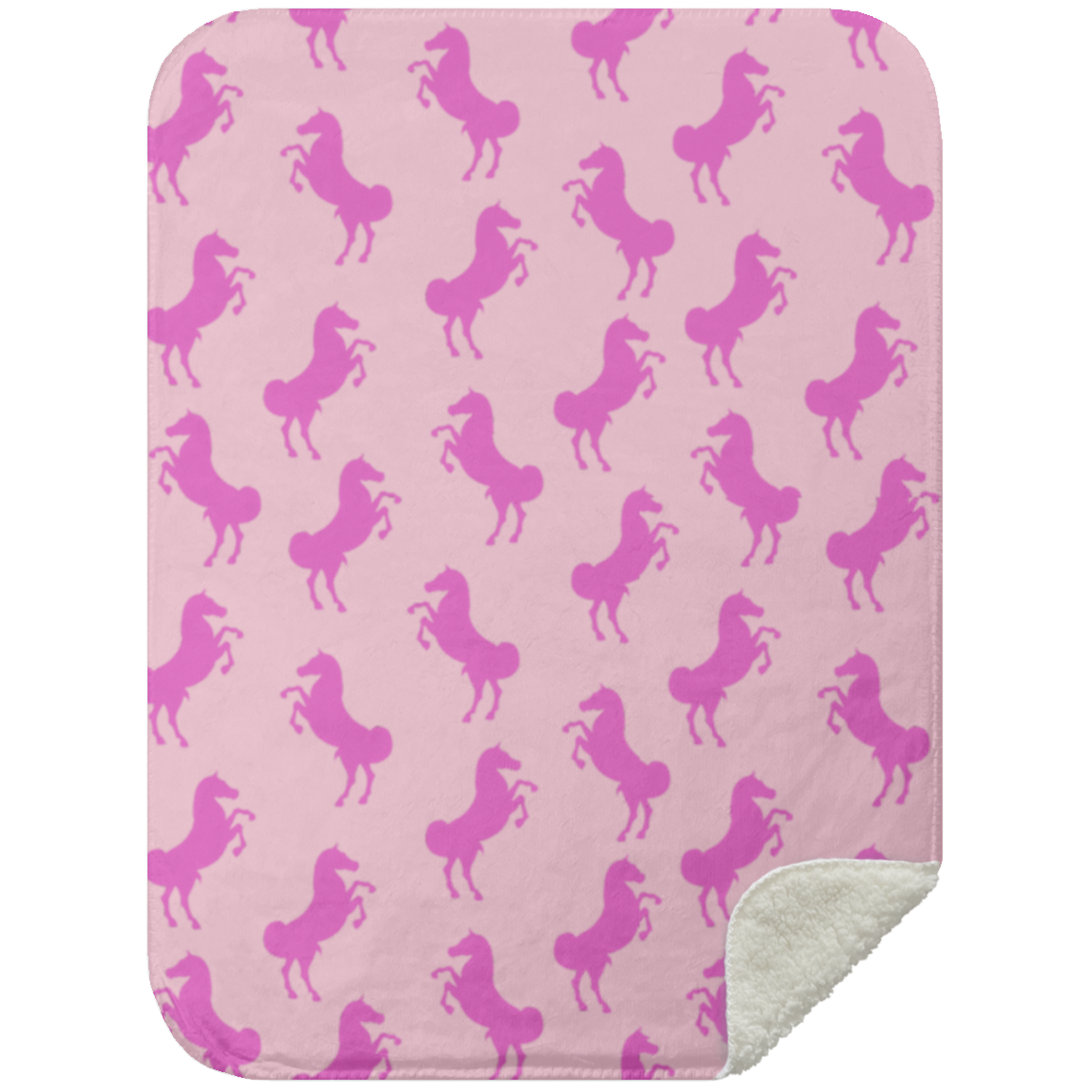 Pink Horse Sherpa Blanket