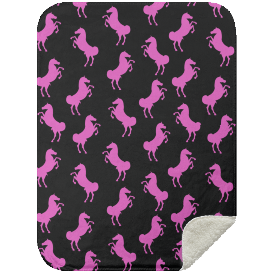 Pink Horse Sherpa Blanket