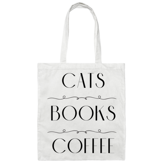 Cats, Books, Coffee Canvas Tote Bag