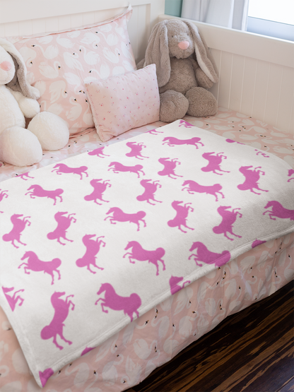 Pink Horse Sherpa Blanket