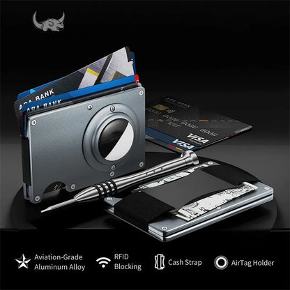 Carbon Fiber Credit Card Holder With Apple AirTag Holder