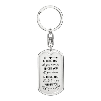 Behind you, Before You, Around You Keychain-Personalized