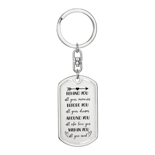 Behind you, Before You, Around You Keychain-Personalized
