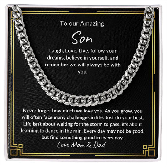 To Our Amazing Son Cuban Link Chain