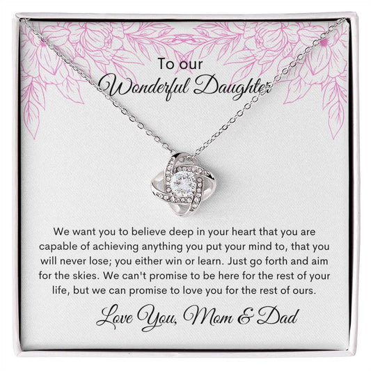 To Our Wonderful Daughter Love Knot Necklace
