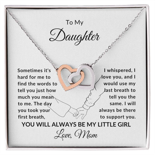 To My Daughter From Mom Interlocking Hearts Necklace