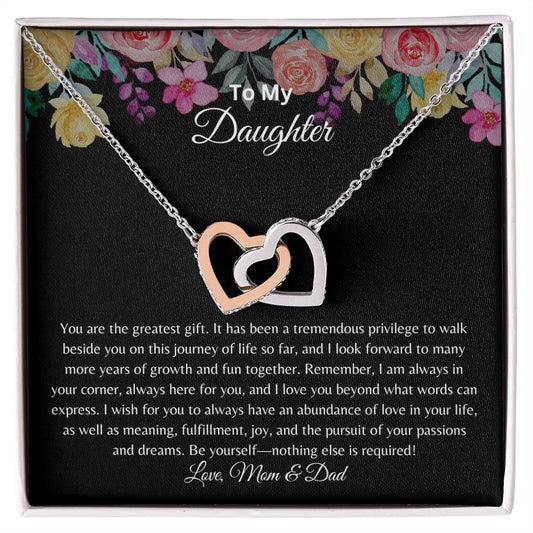 To My Daughter Interlocking Hearts Necklace