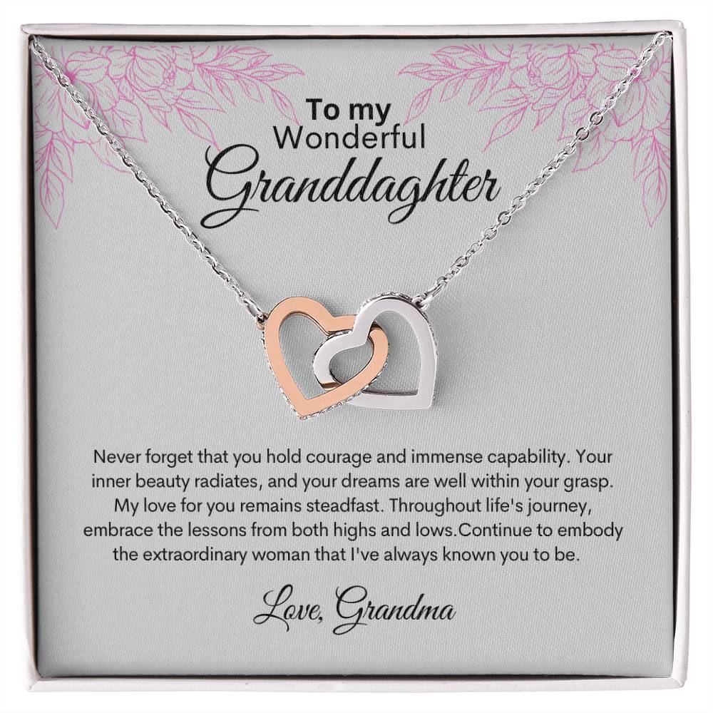 To My Beautiful Granddaughter-Interlocking Hearts Necklace