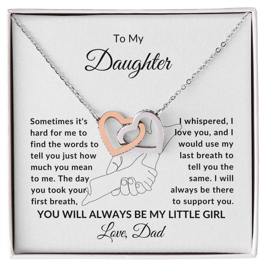 To My Daughter From Dad Interlocking Hearts Necklace