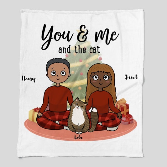 You, Me and the Cat-Cozy Plush Personalized Fleece Blanket