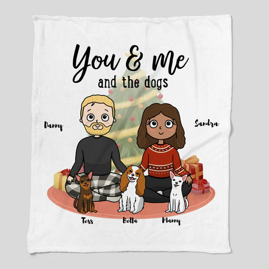 You, Me and the Dogs-Cozy Plush Personalized Fleece Blanket